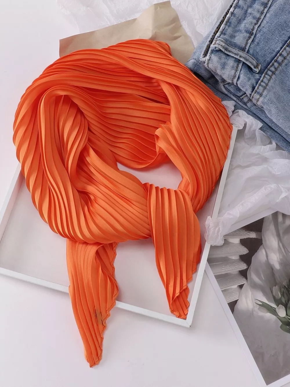 Pleated Satin Scarf, image 4
