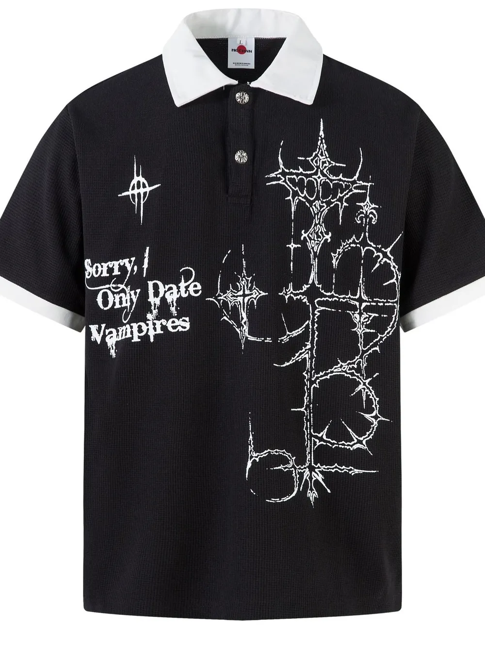 Men's Gothic Cross Graphic Contrast Collar Polo