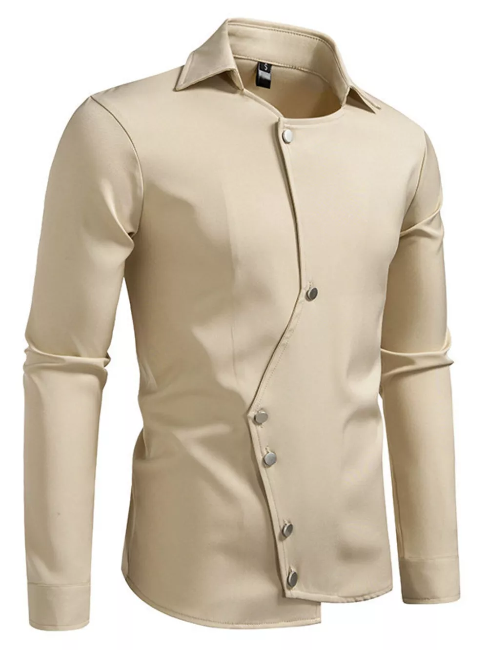 Men's Asymmetrical Button-Down Long Sleeve Shirt, image 8