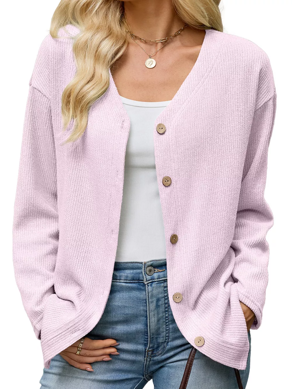 V-Neck Button-Down Cardigan, image 24