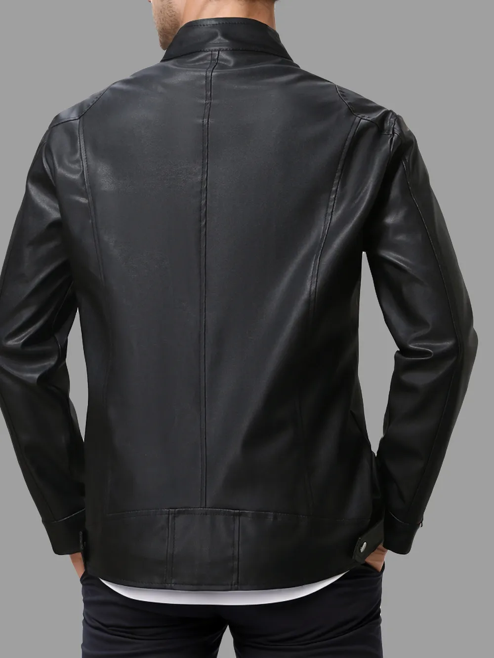 Men's Full Size Zip Up Leather Jacket Plus Size, image 3