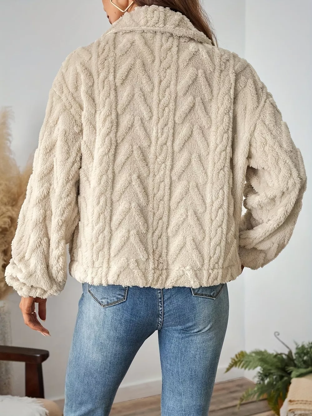 Cozy Textured Fleece Button-Up Outerwear, image 5