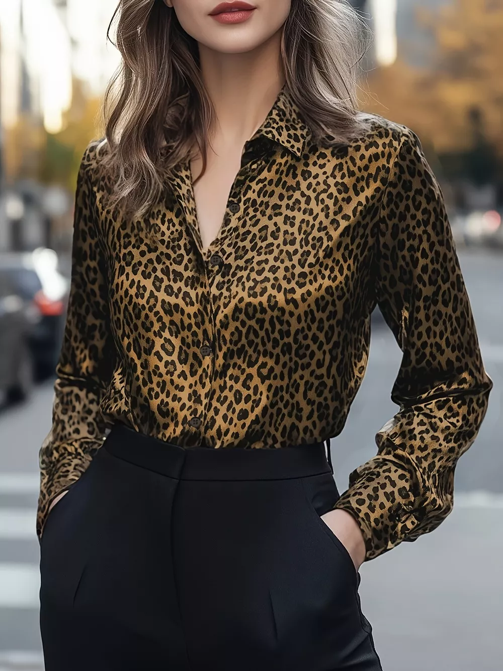 Leopard Button Up Long Sleeve Shirt, image 5