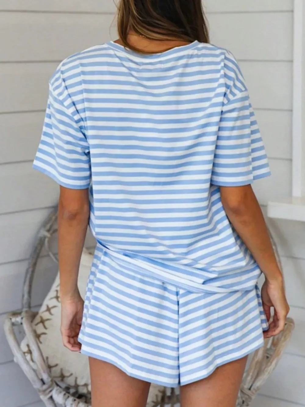 Striped Short Sleeve Tee and Drawstring Shorts Set, image 10