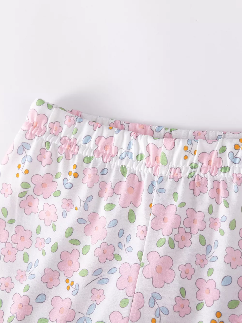 Children's Floral Bowknot Ruffle Sleeve Top & Cropped Pants Set, image 5