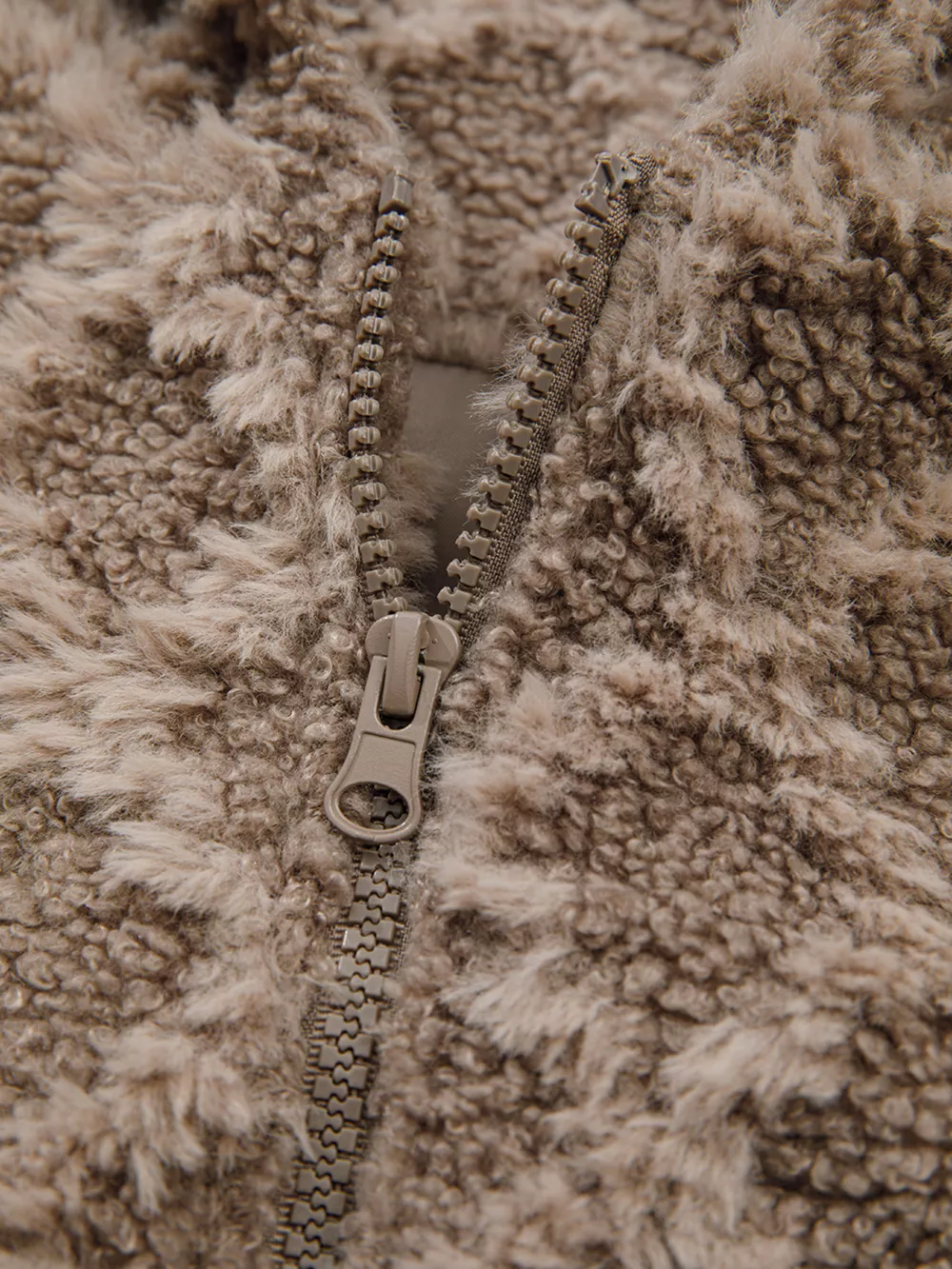 Sherpa Rhombus Zip Up Side Pocket Hooded Jacket, image 9