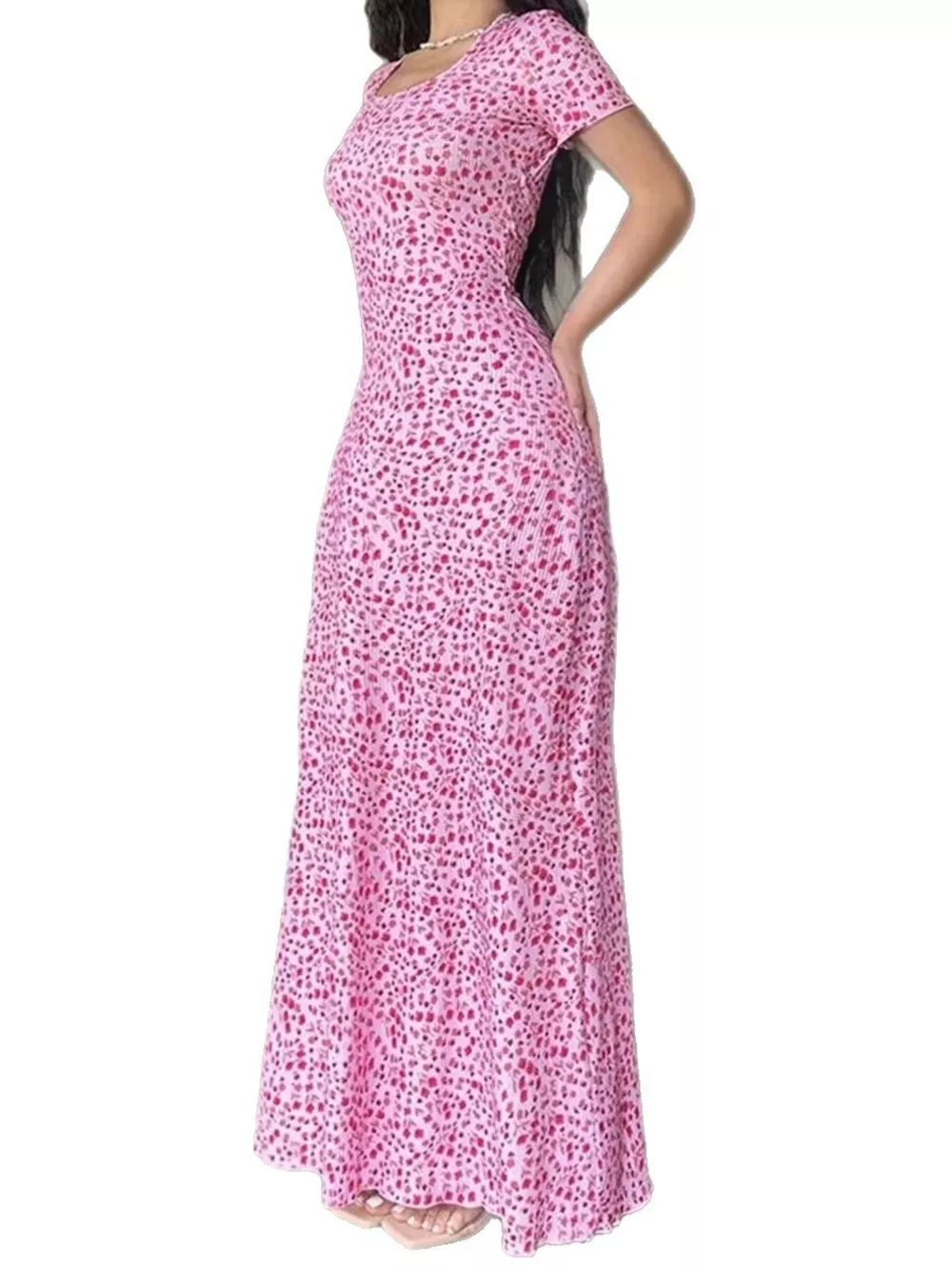 Floral Print Short Sleeve Maxi Dress, image 8