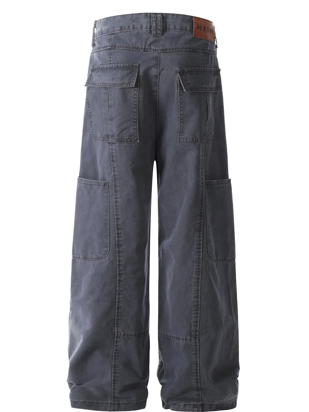 Men's Wide Leg Cargo Pants with Stitching Detail, image 4