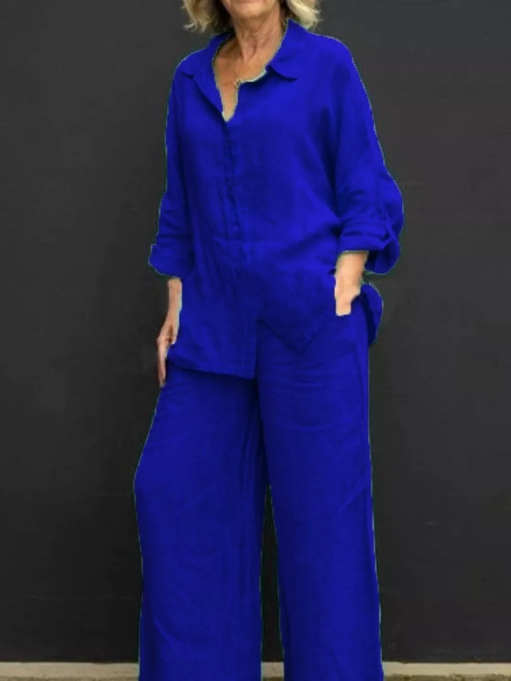 Full Size Long Sleeve Shirt and Pants Set Plus Size, image 11