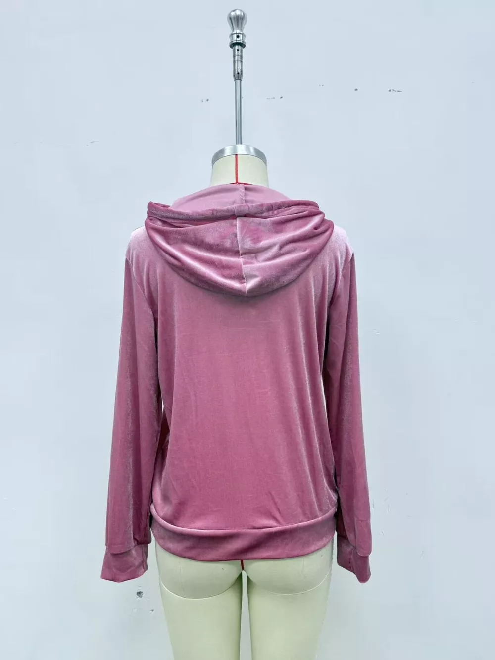 Full Size Velvet Kangaroo Pocket Hoodie Plus Size, image 4