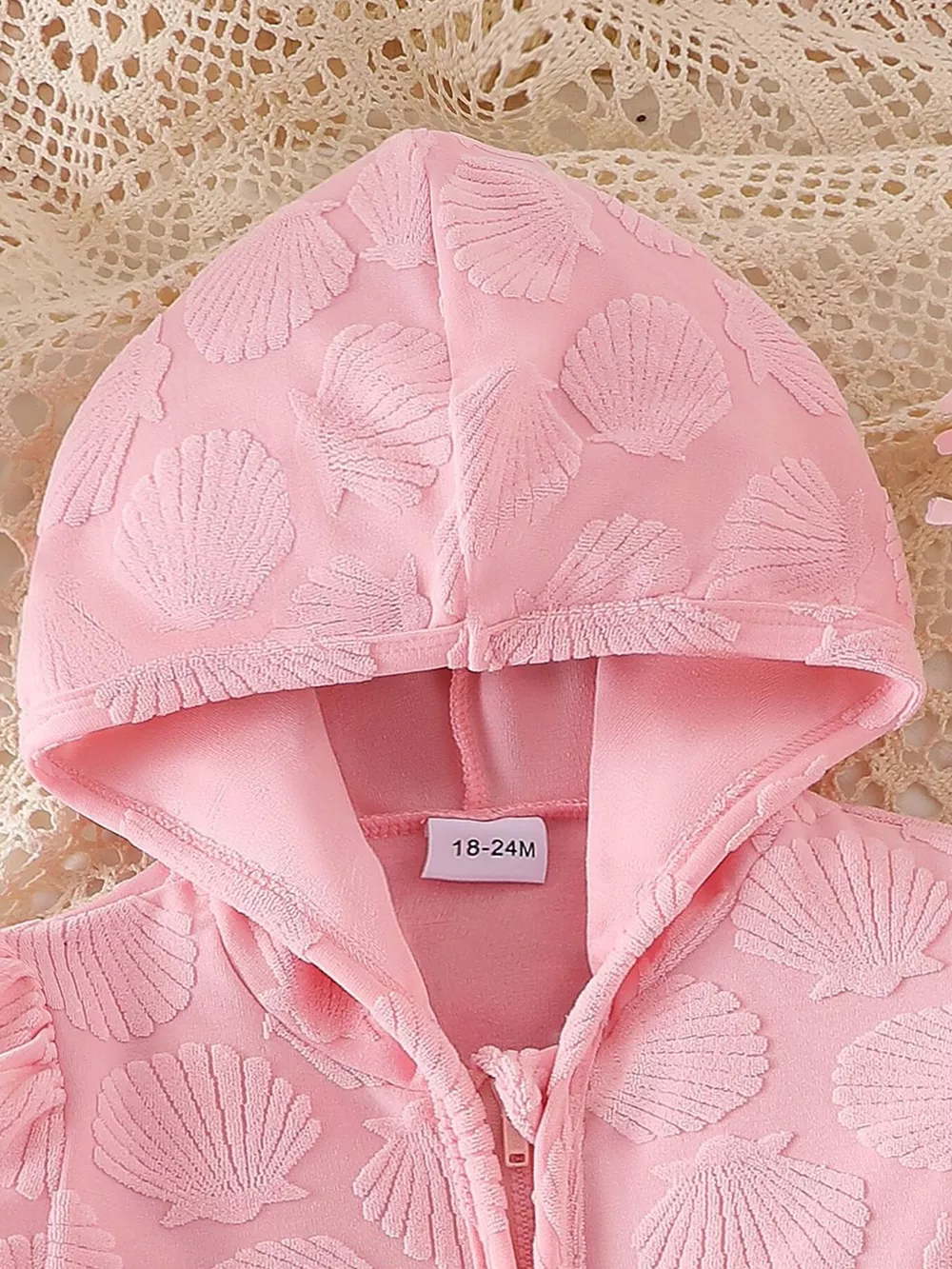 Children's Hooded Puff Sleeve Shell Textured Jacket, image 3