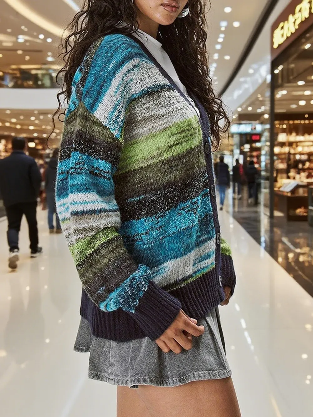 Gradient Stripe Button-Up Cardigan, image 12