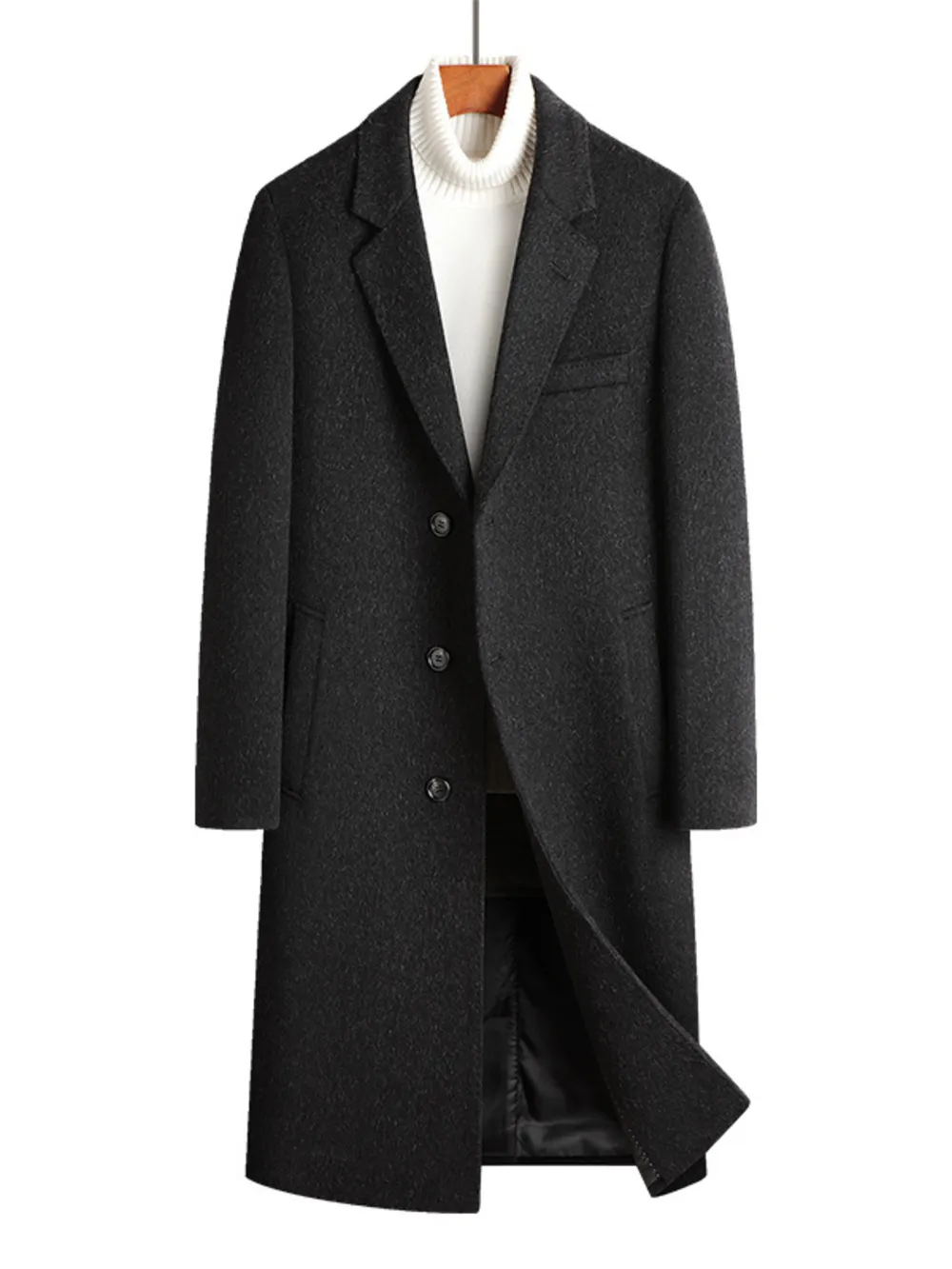Men's Classic Button Up Longline Overcoat, image 4