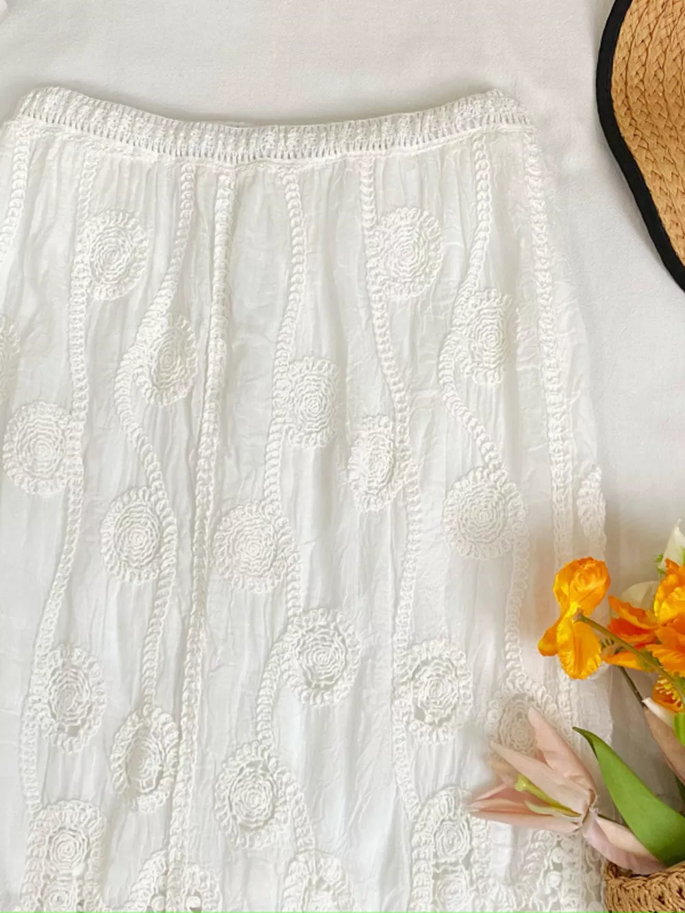 Lace Elastic Waist Midi Skirt, image 9