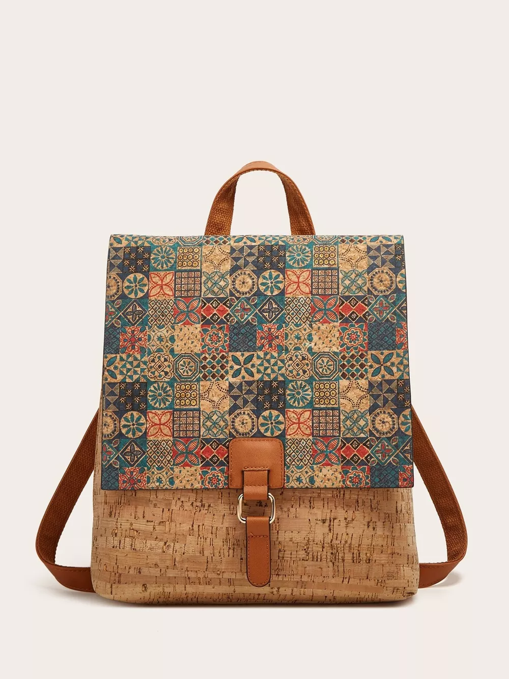 Vintage Bark Print Flap Backpack, image 3