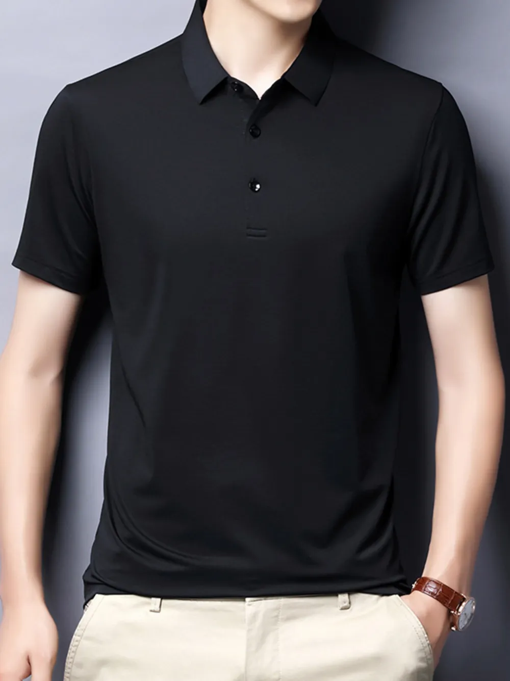 Men's Plus Size Button Detail Short Sleeve Polo