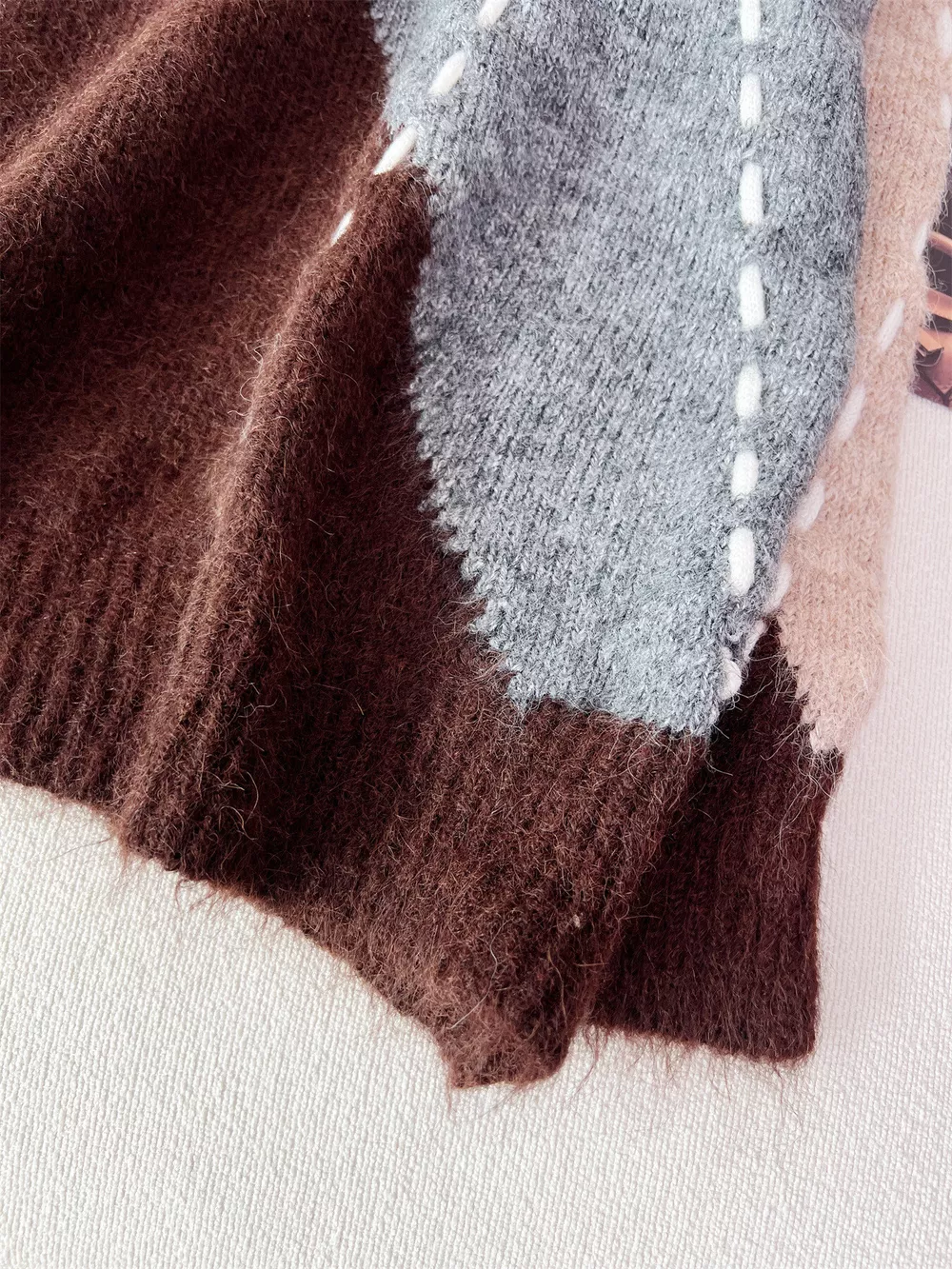 Argyle Pattern V-Neck Oversized Sweater, image 24