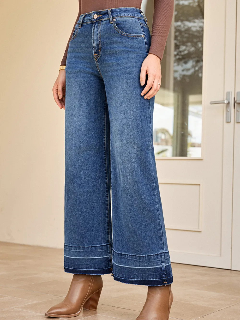 High Waist Wide Leg Washed Jeans, image 28