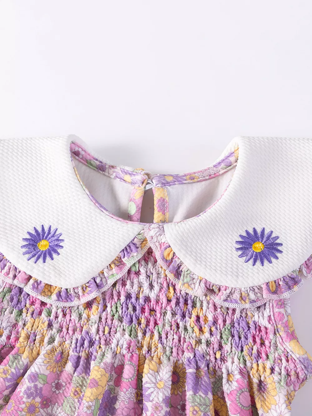 Children's Floral Smocked Peter Pan Collar Dress, image 5