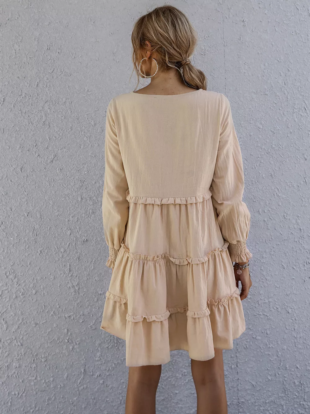 Ruffle Tiered Long Sleeve Mini Dress, image 6