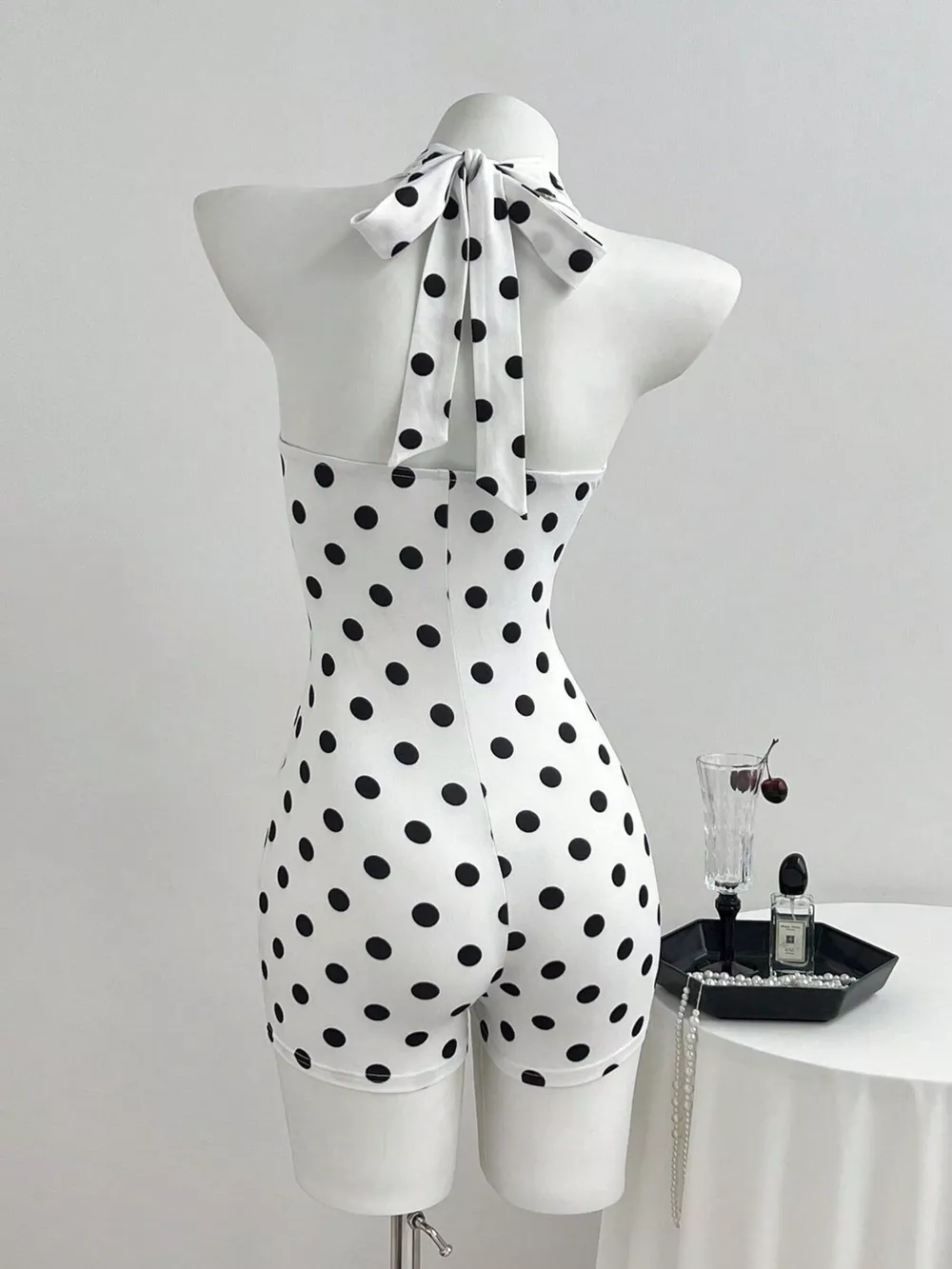 Polka Dot Halter Neck Romper, image 4