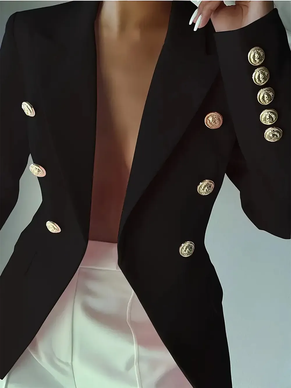 Decor Button Lapel Collar Blazer, image 27