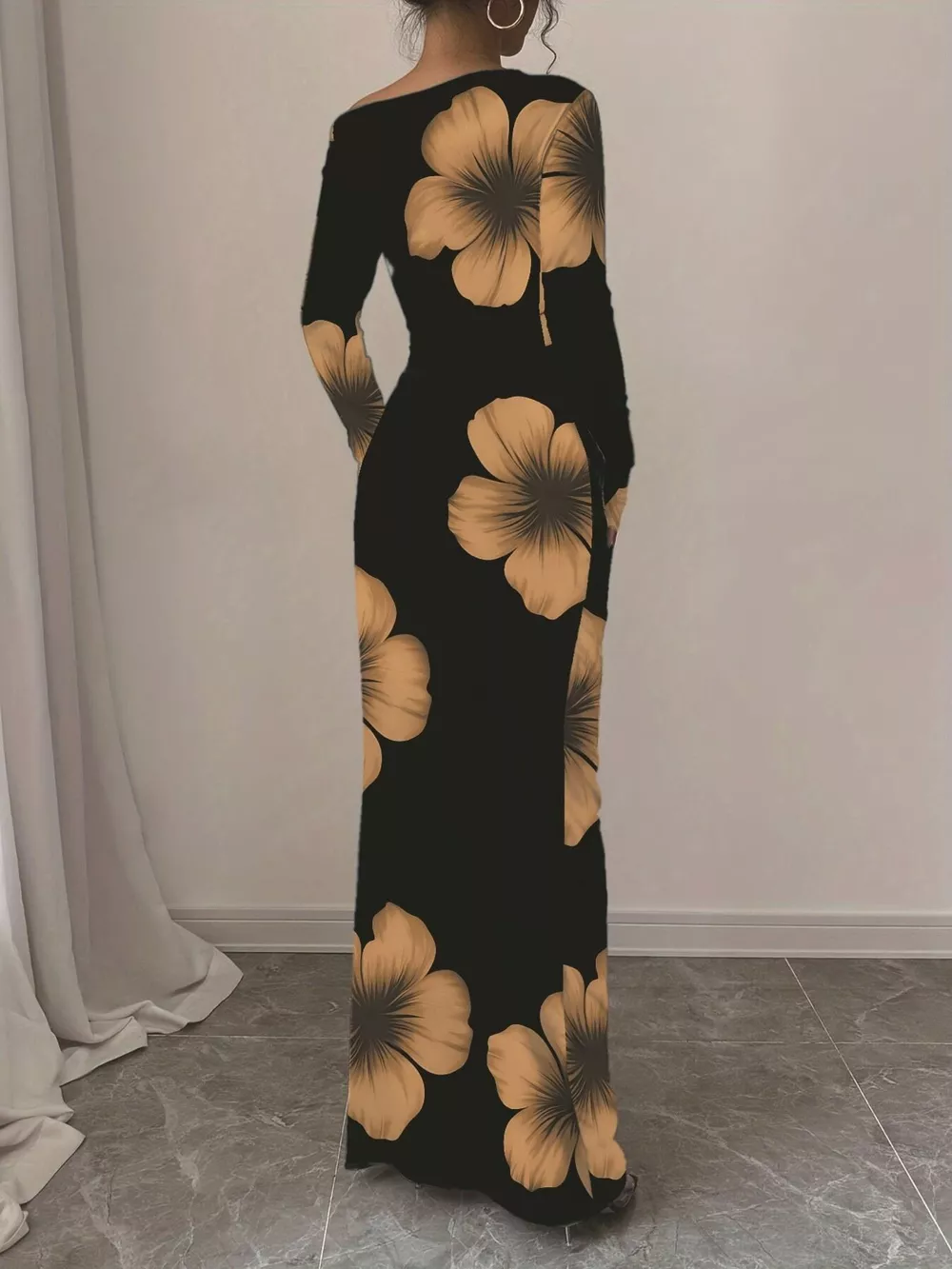 Floral Print One Shoulder Maxi Dress, image 35