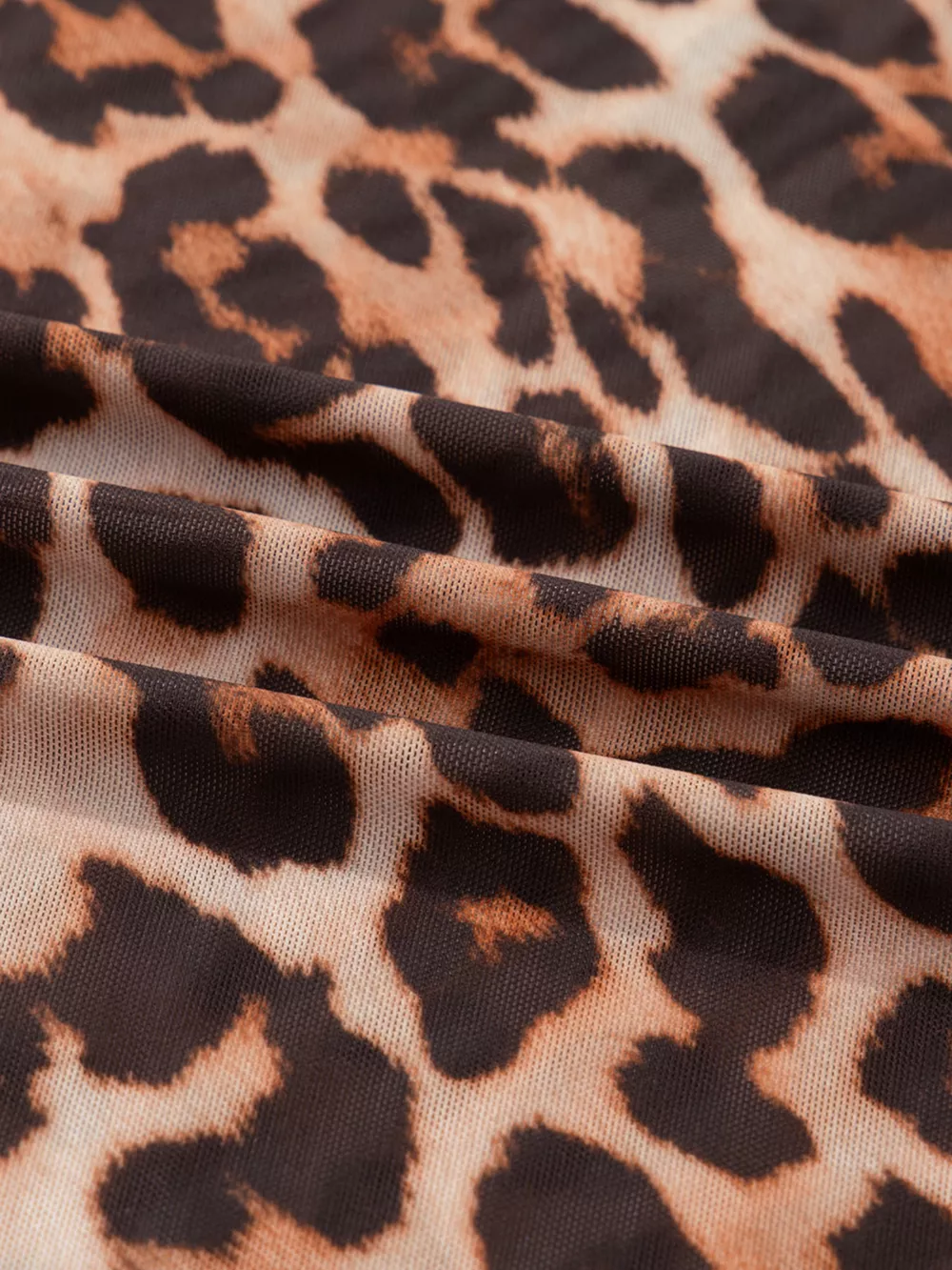 Leopard Mock Neck Long Sleeve Mesh Top, image 7