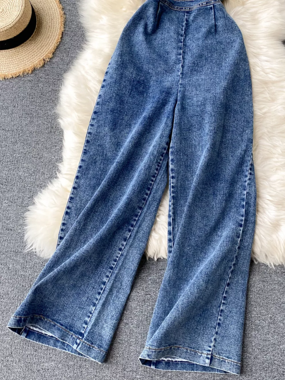 Halter Neck Wide Leg Denim Jumpsuit, image 8
