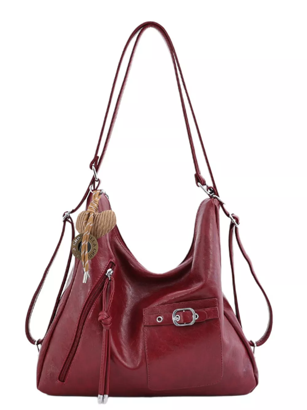 PU Leather Crossbody Bag with Heart Charm, image 8