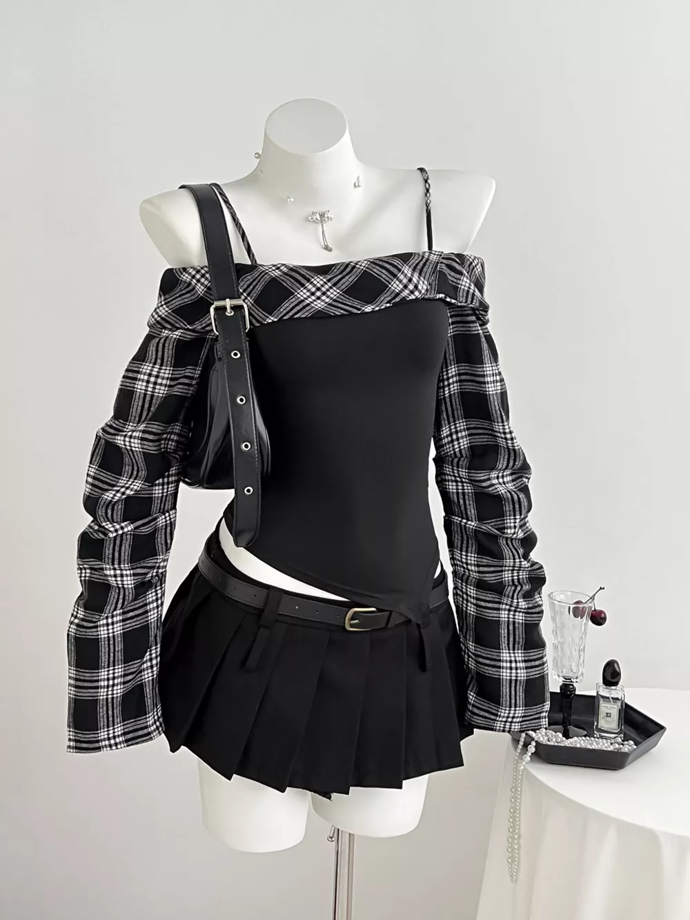Plaid Long Sleeve Slim Fit T-Shirt, image 4
