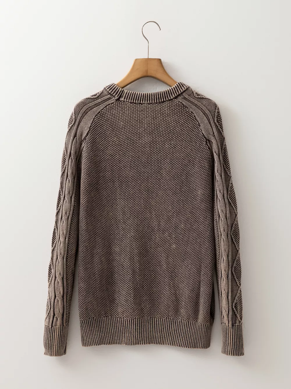 Contrast Cable Knit Sleeve Casual Sweater, image 13