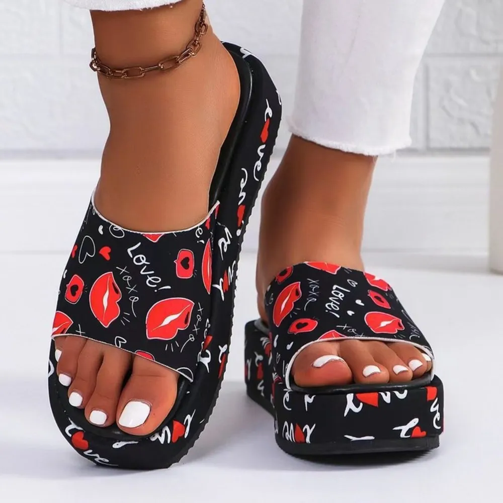 Printed Open Toe Platform Sandals, image 4