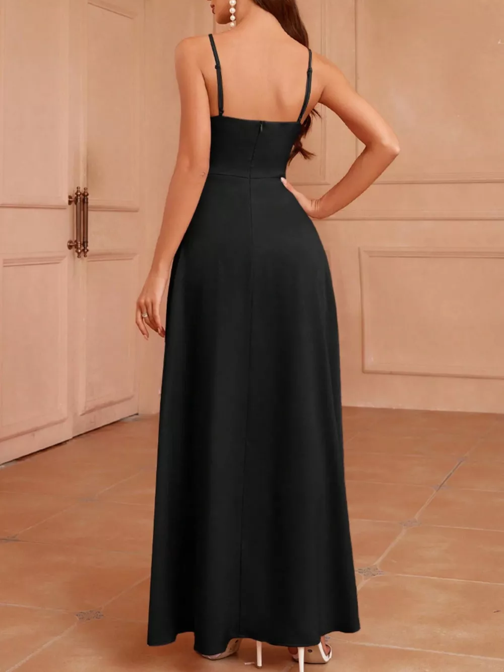 Slit Spaghetti Strap Maxi Dress, image 4