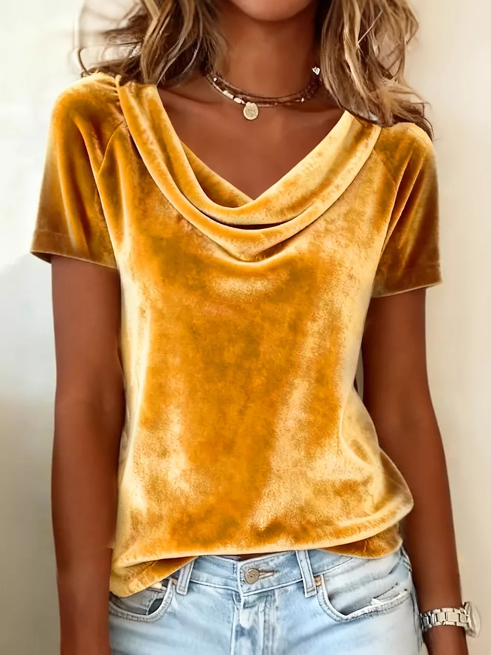 Full Size Cowl Neck Short Sleeve Top Plus Size, image 6