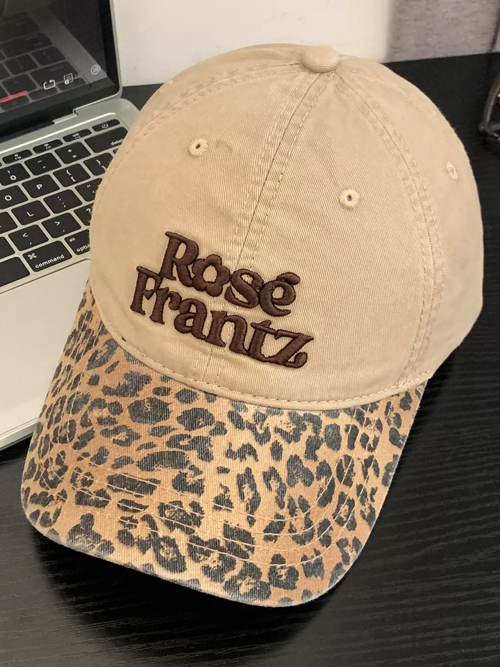 Leopard Print Baseball Cap with Embroidered Letter, image 4