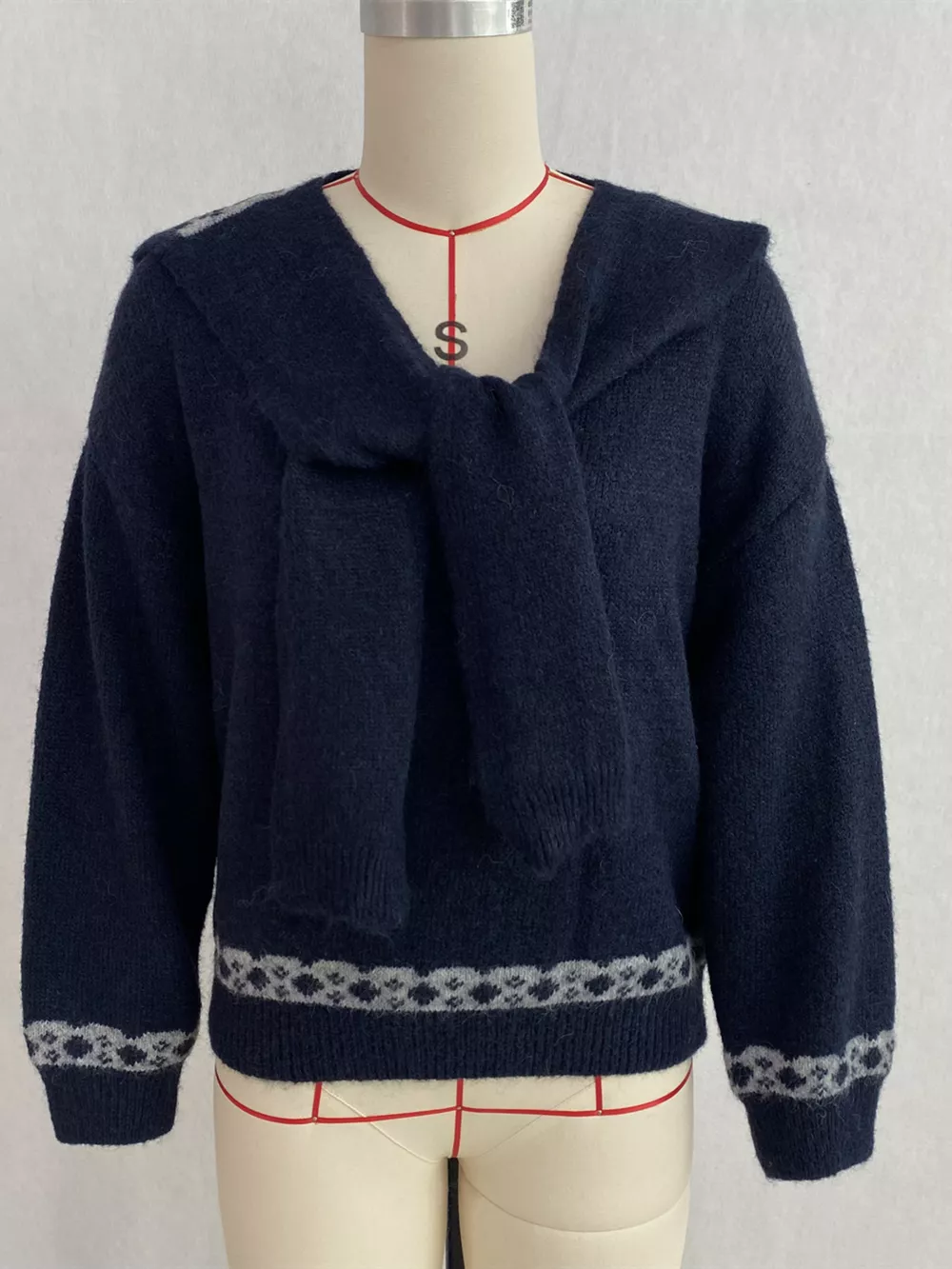 Scarf Detail Dropped Shoulder Sweater, image 26