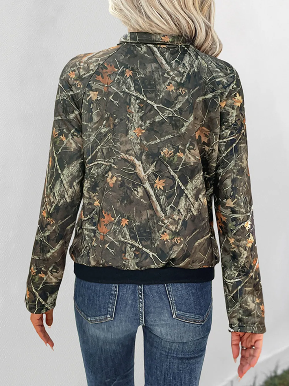 Printed Kangaroo Pocket Long Sleeve Sweatshirt, image 3