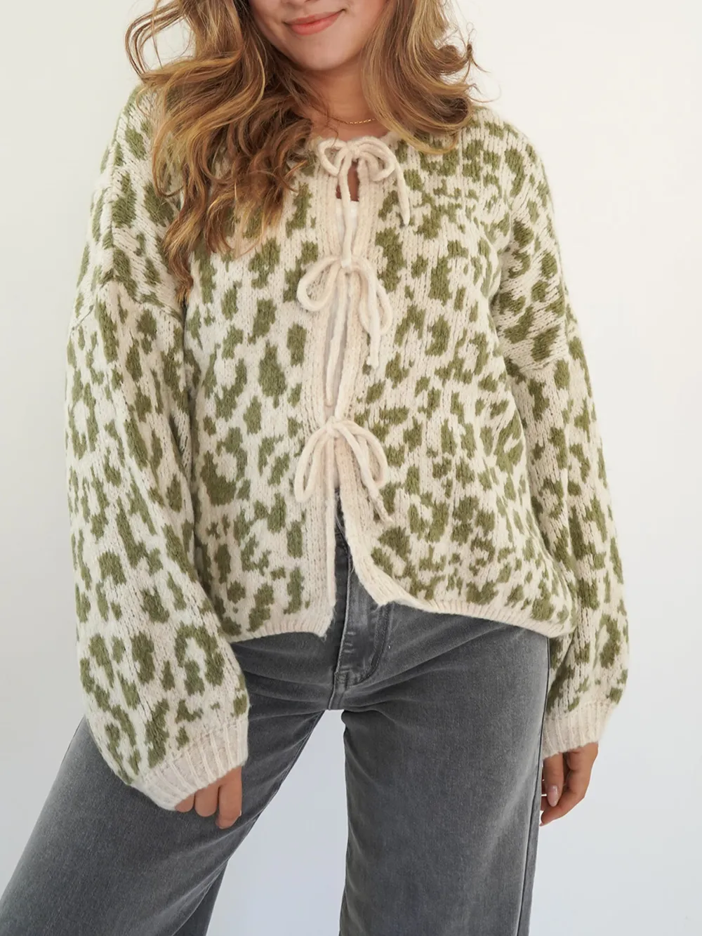 Leopard Tie Front Cardigan, image 6