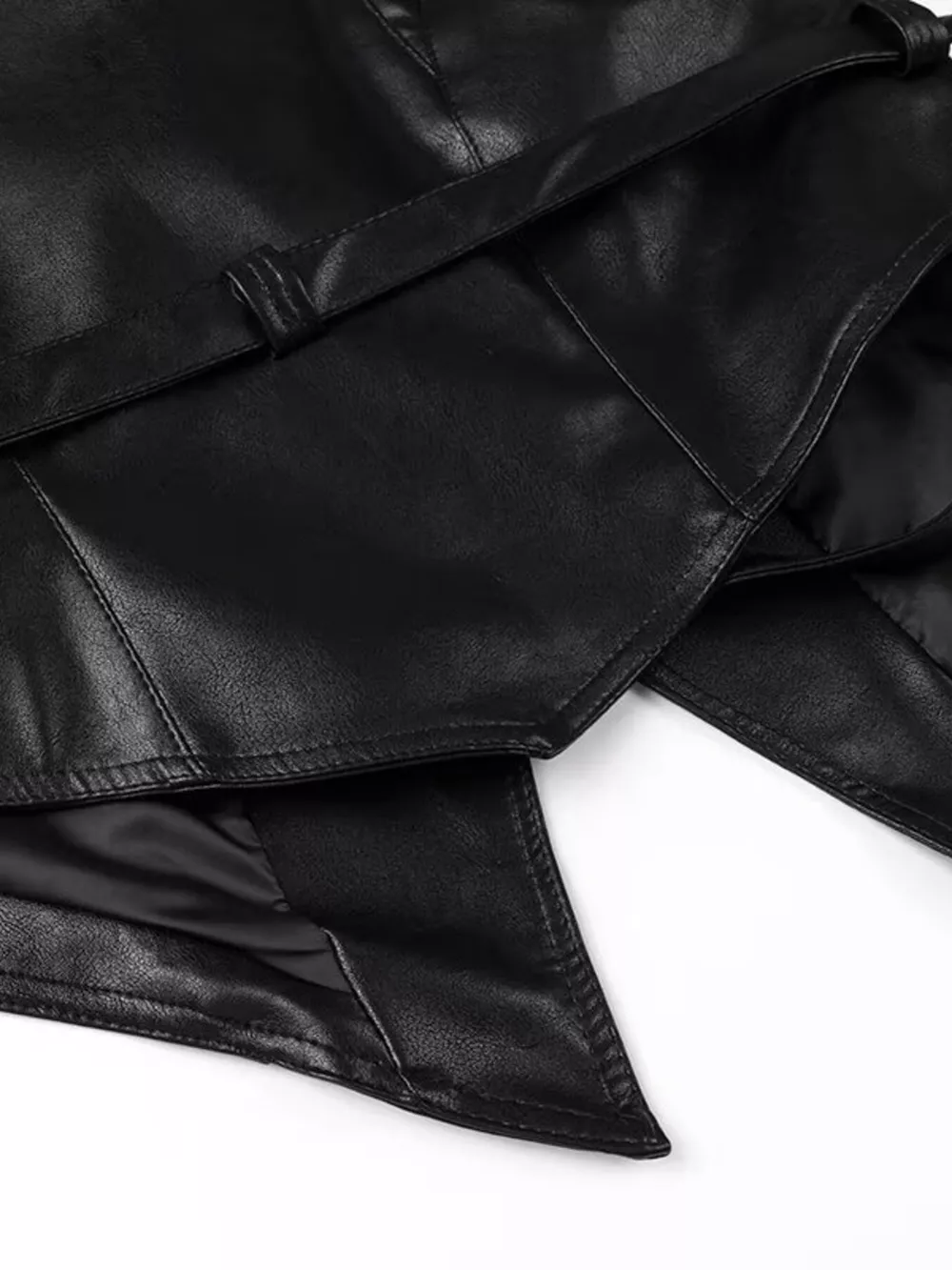 Belted Leather Jacket with Shawl Collar, image 15