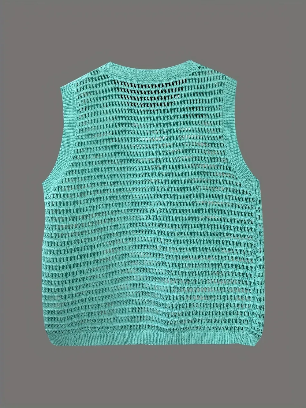 Openwork Round Neck Sweater Vest, image 3
