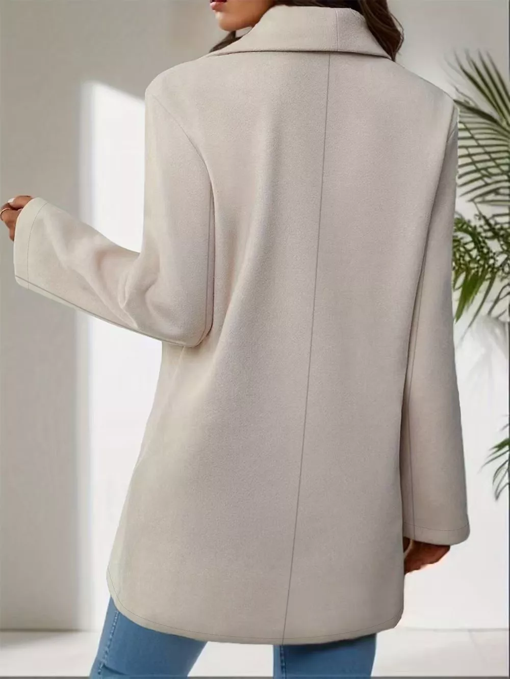 Lapel Collar Single-Button Wool Blend Overcoat, image 4