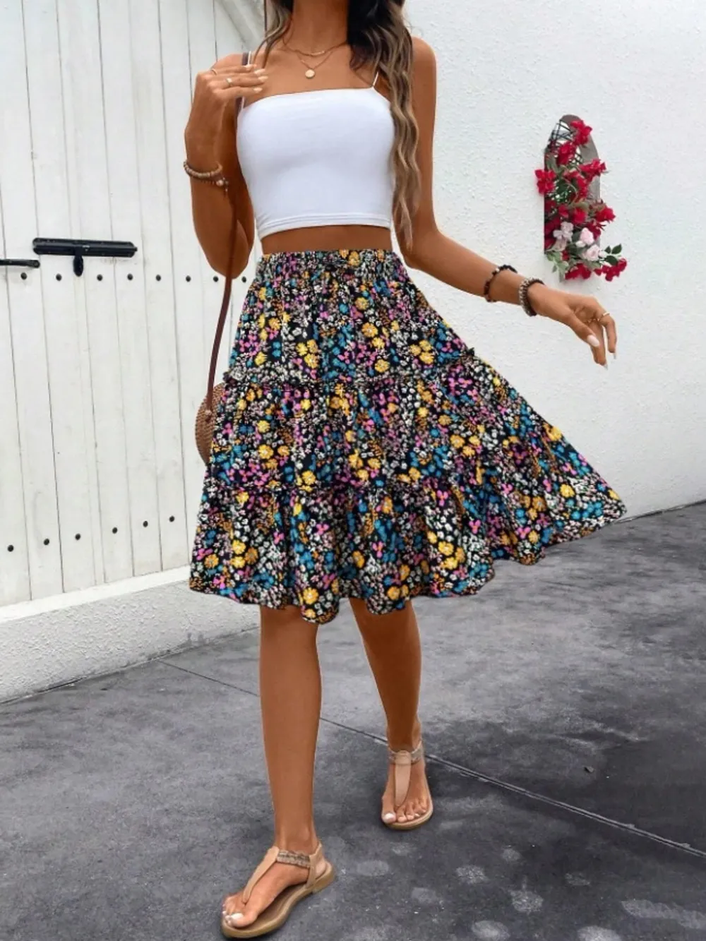 Floral Print Midi Skirt, image 29
