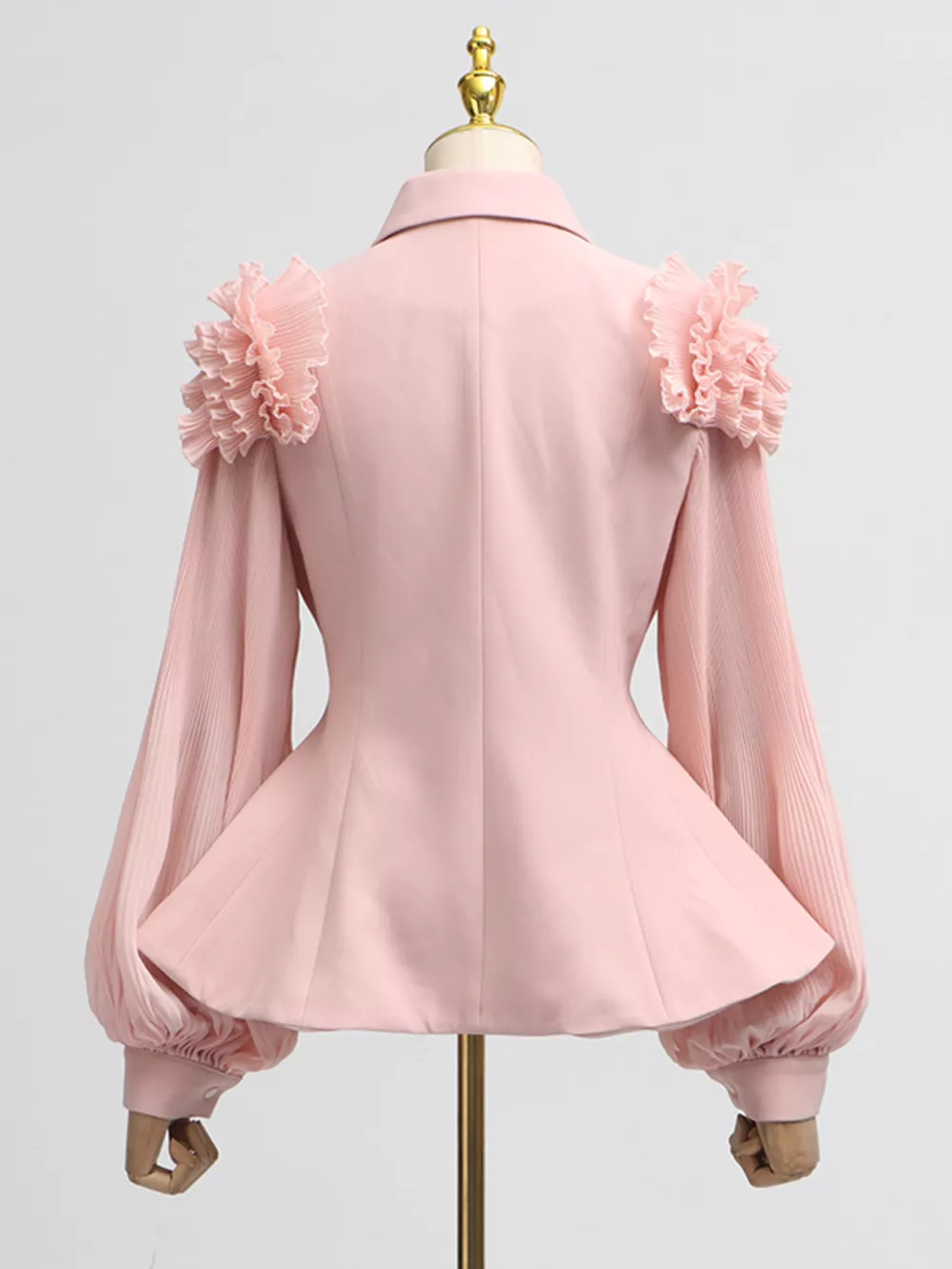 Frill Lapel Collar Top and Pleated Skirt Set, image 9