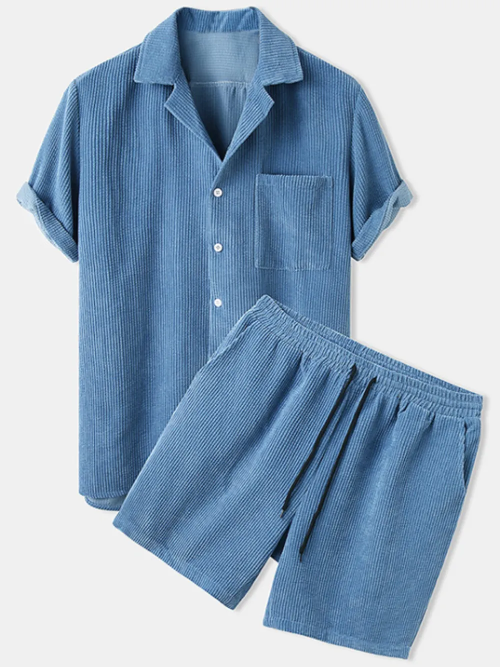 Men's Full Size Classic Textured Top and Shorts Set Plus Size, image 2