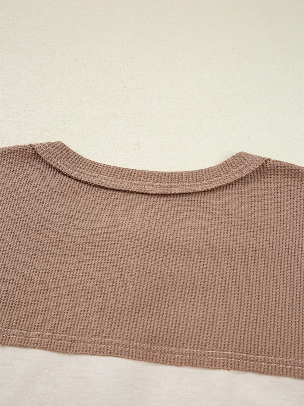 Color Block Waffled Loose Henley Top, image 9