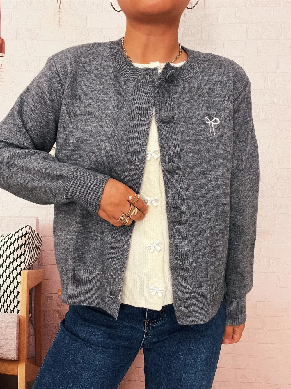Button-Up Long Sleeve Cardigan, image 13
