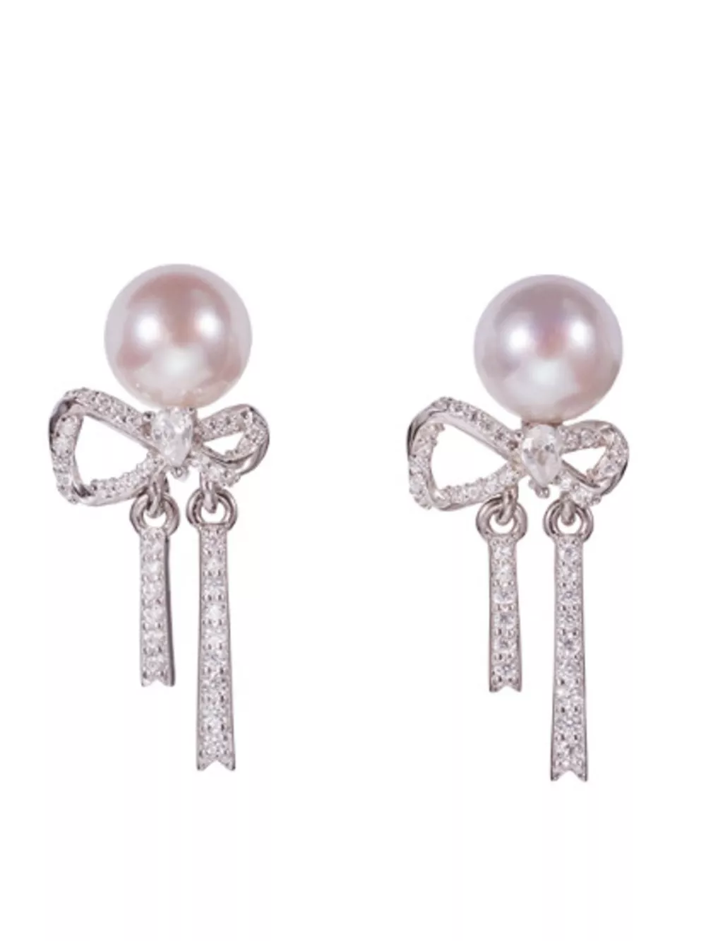 Pearl Bowknot Drop Earrings, image 4