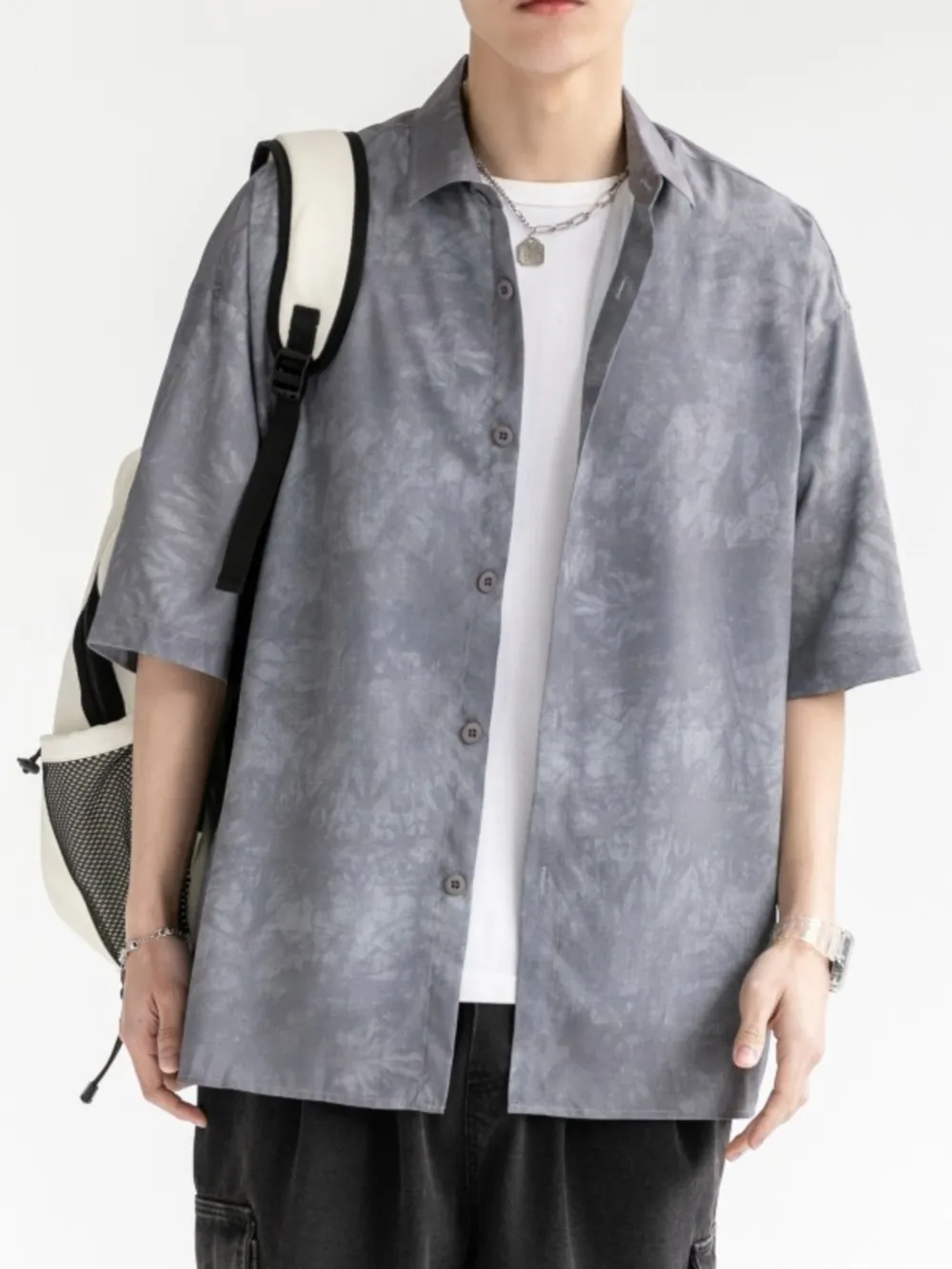 Men's Plus Size Casual Tie-dye Short Sleeve Shirt, image 4