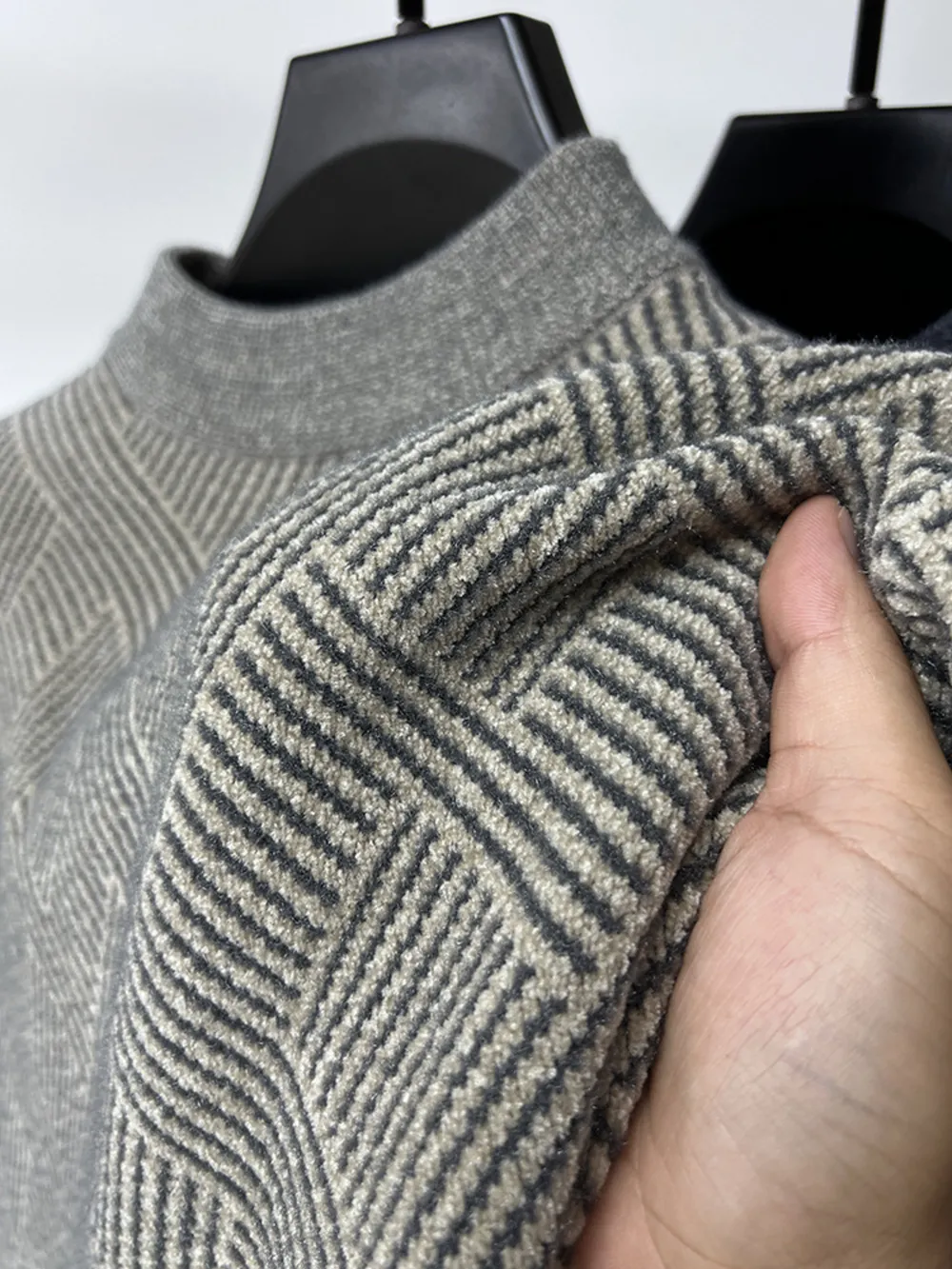 Men's Plus Size Textured Knit Long Sleeve Sweater, image 7